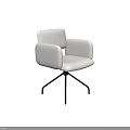 Modern Plush Beige Office Chair With Armrest And Black Metal Base Design
