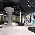 Modern Beauty Hair Salon Interior With Spacious Layout Round Pendant Lights And White Pillars