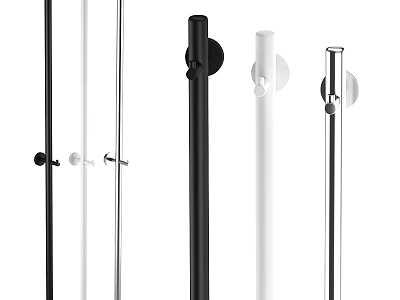 Modern Decorative Curtain Rods In Black White And Silver With Mounting Brackets 3d model