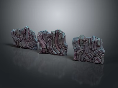 Elegant Wood Stone Decorative Blocks with Textured Surface for Interior Design 3d model