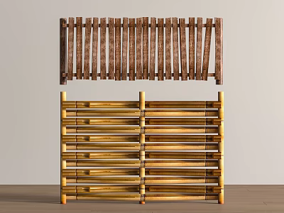 Wooden And Bamboo Slatted Room Dividers With Modern Decorative Design For Home Interior 3d model