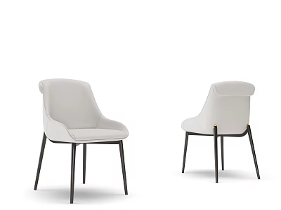 Modern White Dining Chairs With Black Legs And Comfortable Design 3d model