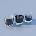 Wine Glass Glass Coke Ice Cubes 3d model