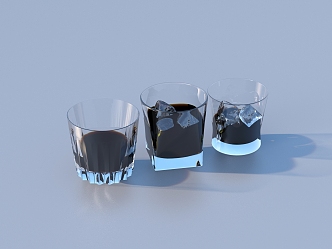 Wine Glass Coke Ice Cubes 3d model