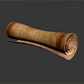 Brown Textured Rolled Paper Scroll on Dark Background with Reflection Effect 3d model