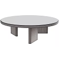 Modern Blush Pink Round Coffee Table With Geometric Base And Minimalist Design 3d model