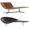 Modern Brown And Black Leather Lounge Chair With Metal Legs Curved Seat For Comfort