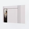 Light Colored Bedroom Accent Wall With Vertical Stripe Design And Chinese Landscape Painting