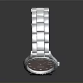 Elegant Silver Watch With Patterned Dial Metal Strap And Reflective Surface