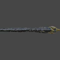 Ancient Ornate Sword with Golden Intricate Design and Red Gemstone Embedded on Detailed Hilt