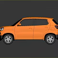 Orange Small SUV 3D Model With Black Roof White Headlights And Wheels