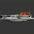 Fresh Mixed Fruits Platter With Cherries Pineapple Chunks And Strawberries On White Tray