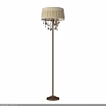 Elegant Floor Lamp With Golden Stand Beige Pleated Lampshade And Crystal Pendants