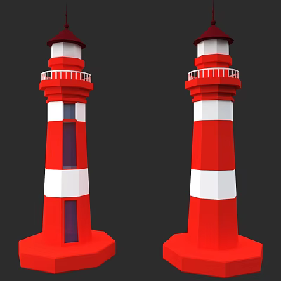 Low ploy Lighthouse Cartoon Lighthouse Watchtower Tower Lighting Lighthouse Sea Tower Navigation Marine Guide Light Low ploy Lighthouse 3d model