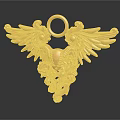 Gold Winged Jewelry Pendant With Intricate Carvings And Decorative Gemstone Accents