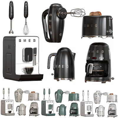 SMEG Kitchen Appliances Including Coffee Machine Kettle Mixer And Stylish Modern Design 3d model