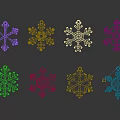 Set Of Eight Light Blue Snowflake Ornaments For Festive Decorative Hanging
