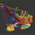 Yellow Heavy Duty Construction Excavator With Tracks And Front Bucket