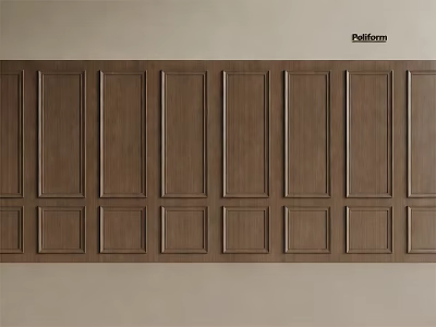 Dark Wood Paneled Wainscoting Design For Modern Interior Wall Decoration 3d model