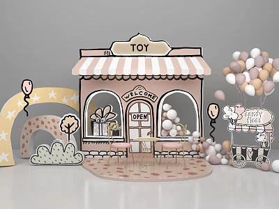 Modern US-Chen Photo Pin Point Sign-in Photo Area Photo Background Board KT Board Modeling Dinner Arrangement Birthday Party Birthday Party Anniversary Celebration Dessert Shop 3d model