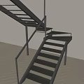 Modern Metal Staircase With Black Railing And Open Treads In Minimalist Interior