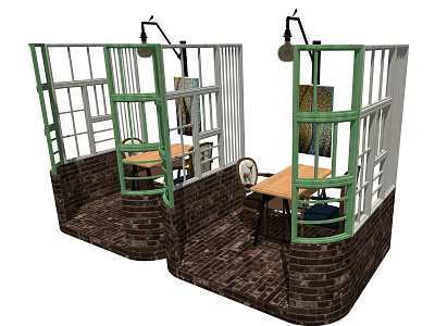 American Dining Table and Chair Combination Dining Table 3d model