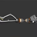 Smart Robot Lying On Reflective Surface With Gray Body Brown Accents And Yellow Feet