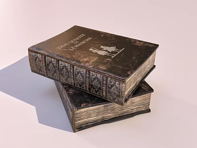 Vintage Historical Books Stacked Together With Ornate Cover Design And Decorative Patterns 3d model