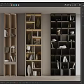 Modern Bookcases With Light And Dark Designs Illuminated Shelves Decorative Items And Storage