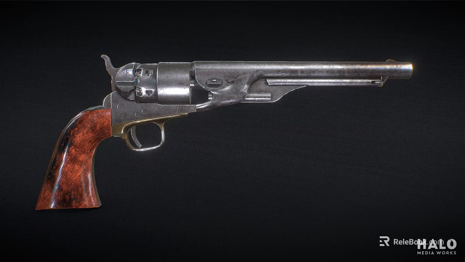 Airsoft Model Gun With Wooden Grip And Metallic Finish On Black Background 3d model 