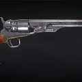 Airsoft Model Gun With Wooden Grip And Metallic Finish On Black Background