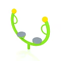 Green U Shaped Outdoor Playground Equipment With Yellow Balls And Two Seats