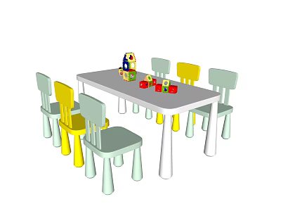 Nordic Children's Table and Chair Children's Table and Chair Combination Building Blocks Toy Car 3d model