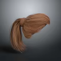 3D Rendered Brown Hair Ponytail With Smooth Realistic Texture On Gray Background