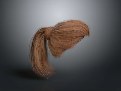 3D Rendered Brown Hair Ponytail With Smooth Realistic Texture On Gray Background 3d model