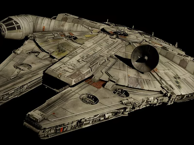Detailed Industrial Spaceship Model Featuring Cockpit Engine Wing Structure And Metallic Texture 3d model