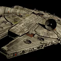 Detailed Industrial Spaceship Model Featuring Cockpit Engine Wing Structure And Metallic Texture