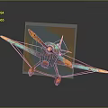 Futuristic Cosmic Spacecraft with Orange Blue Propellers Wings and Sci Fi Design Elements 3d model