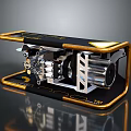 Mechanical Equipment With Metal Frame Black Gold Design And Motor Components
