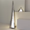 Modern Conical Floor Lamp With Metal Frame Transparent Panels Matching Small Lamp In Minimalist Interior