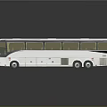 White Modern Coach Bus With Large Windows And Shiny Exterior Design