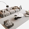 Modern Cozy Sofa And Coffee Table Set With Plush Pillows Floor Lamp And Soft Rug