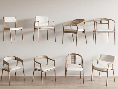 Modern Dining Chairs With Various Designs Wooden Frames And Upholstered Seats 3d model