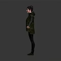 Character in Green Vest and Black Outfit with Wolf Creature in Gray Setting