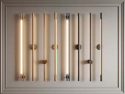 Modern Decorative Long Strip Wall Lamps With Sleek Gold Black Finishes And LED Lighting 3d model