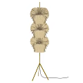 Elegant Cream Floor Lamp With Layered Floral Feather Shades And Golden Stand
