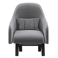 Modern Gray Fabric Single Sofa With Textured Pillow And Cross Wooden Legs