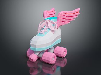 Modern Skates Angel Shoes Pattern Skates Kids Skates 3d model