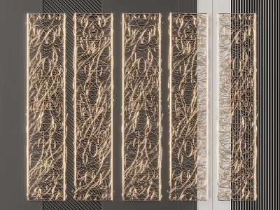 Modern Gold Textured Vertical Wall Decor Panels For Interior Design 3d model