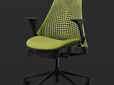 Modern Green Mesh Back Office Chair With Padded Seat Black Armrests And Wheels 3d model